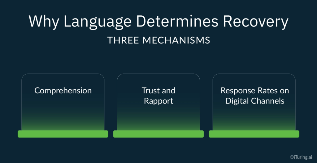 Impact of language on debt collection performance through comprehension, trust building, and digital response rates