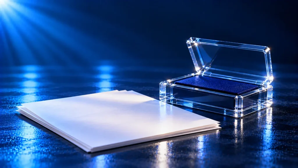 illustrating RBI’s device-locking rule for NBFCs, featuring an open certification case and documents representing OEM certification requirements.
