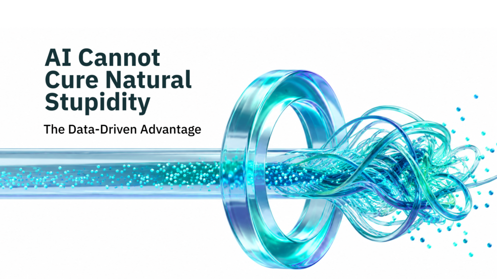 A smooth liquid in iTuring brand colors going through a circular ring highlighting that breaking through and understanding something requires basic intelligence